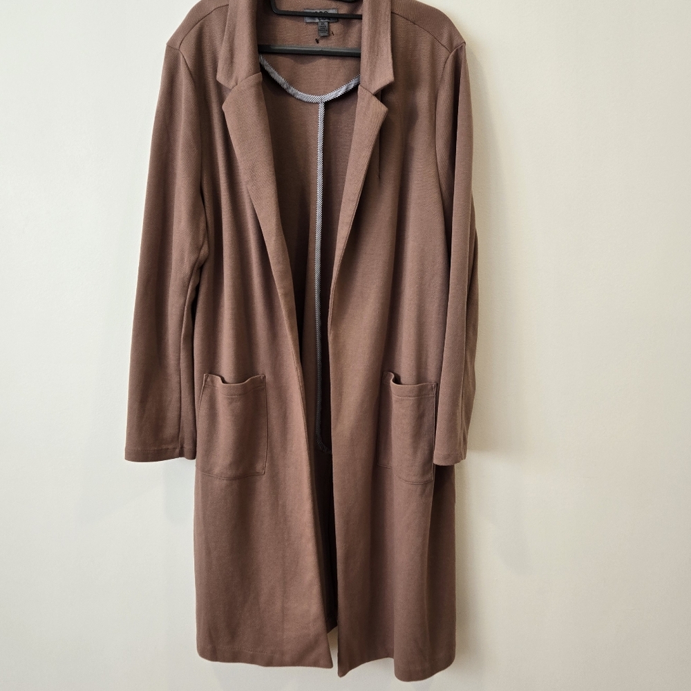 Tan Open Front Shacket